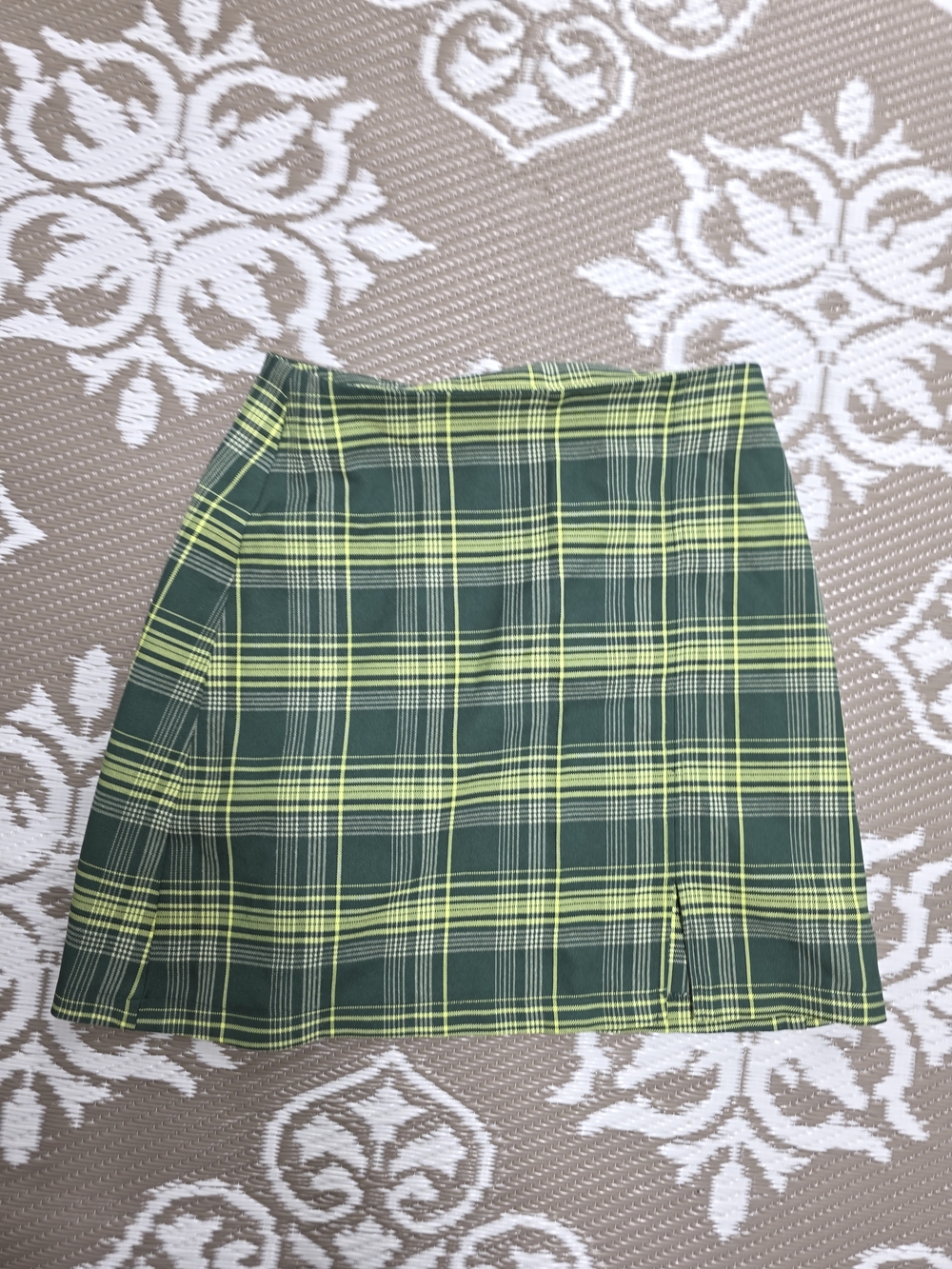 bp Green Plaid Mini Skirt with Yellow Accents